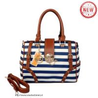 michael kors pyramid stud striped medium blauw boekentassen Portemonnees zcf96688